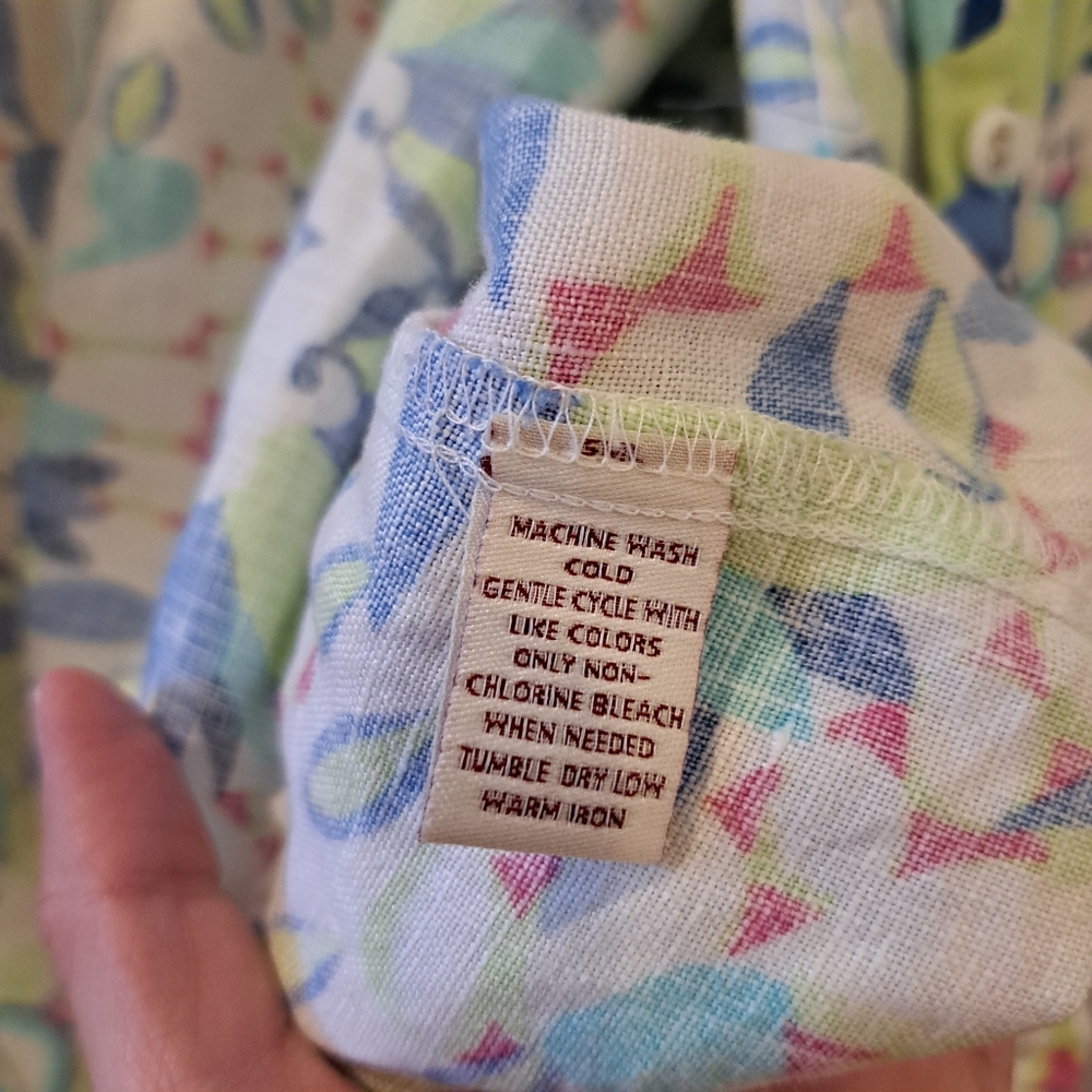 JM collection 100% Linen floral top shirt button down size 12 - Picture 12 of 15